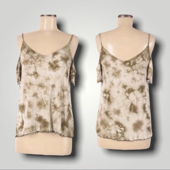 AMERICAN EAGLE OUTFITTERS BOHO COLD SHOULDER GREEN TIE DYE MEDIUM - Picture 1 of 1